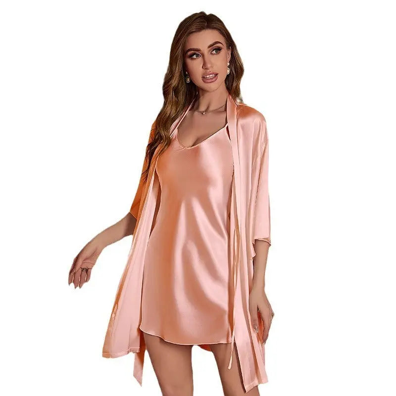 Ice Silk Pajamas For Women Summer Robe Two-piece Sling Sexy EX-STOCK Canada