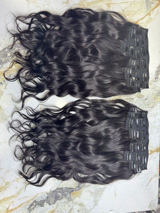 Indian Virgin Wavy Clip On Set - Velora Luxury Fashion