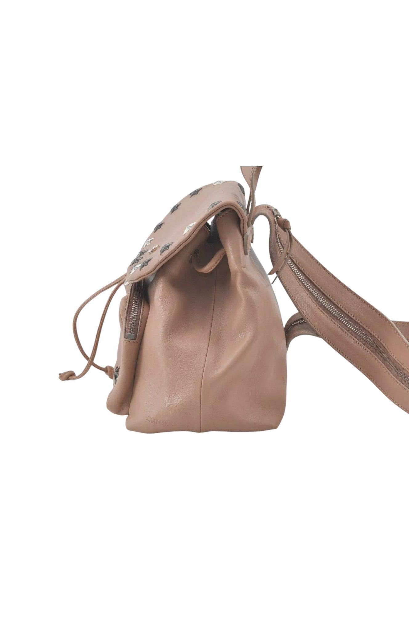 JIMMY CHOO Vintage Stella Star Studs Leather Backpack Pink Beige 7492K - Velora Luxury Fashion