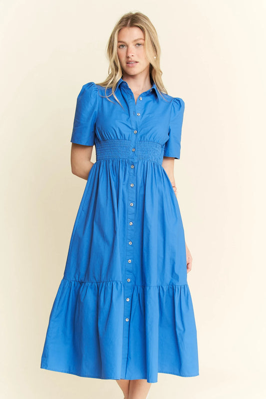 Jade By Jane Short Sleeve Button Down Midi Dress - Velora Luxury Fashion