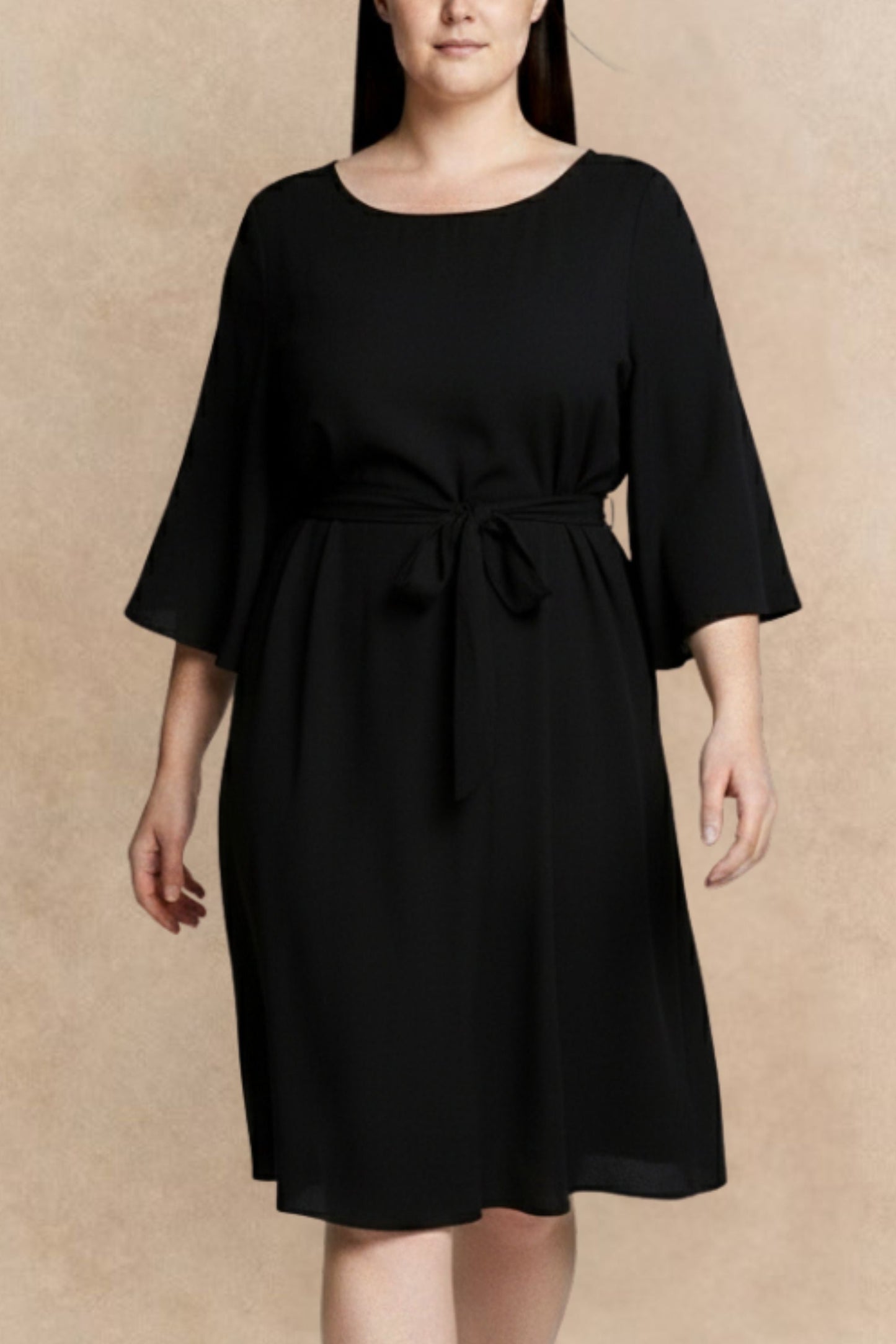 Jennifer Solid Belted Dress - Velora Luxury Fashion