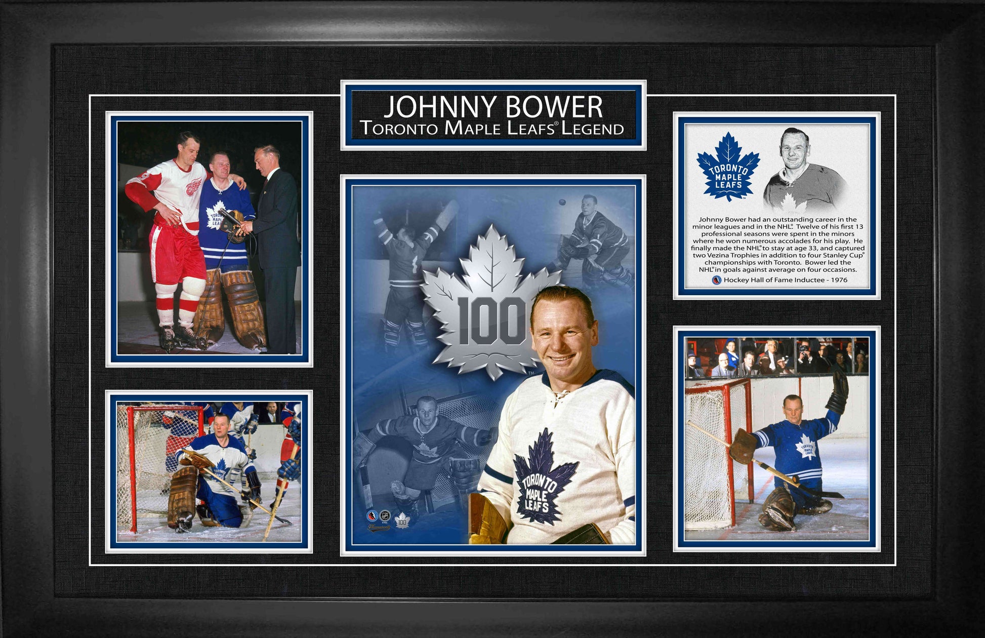 Johnny Bower Framed Career Collage - Velora Luxury Fashion