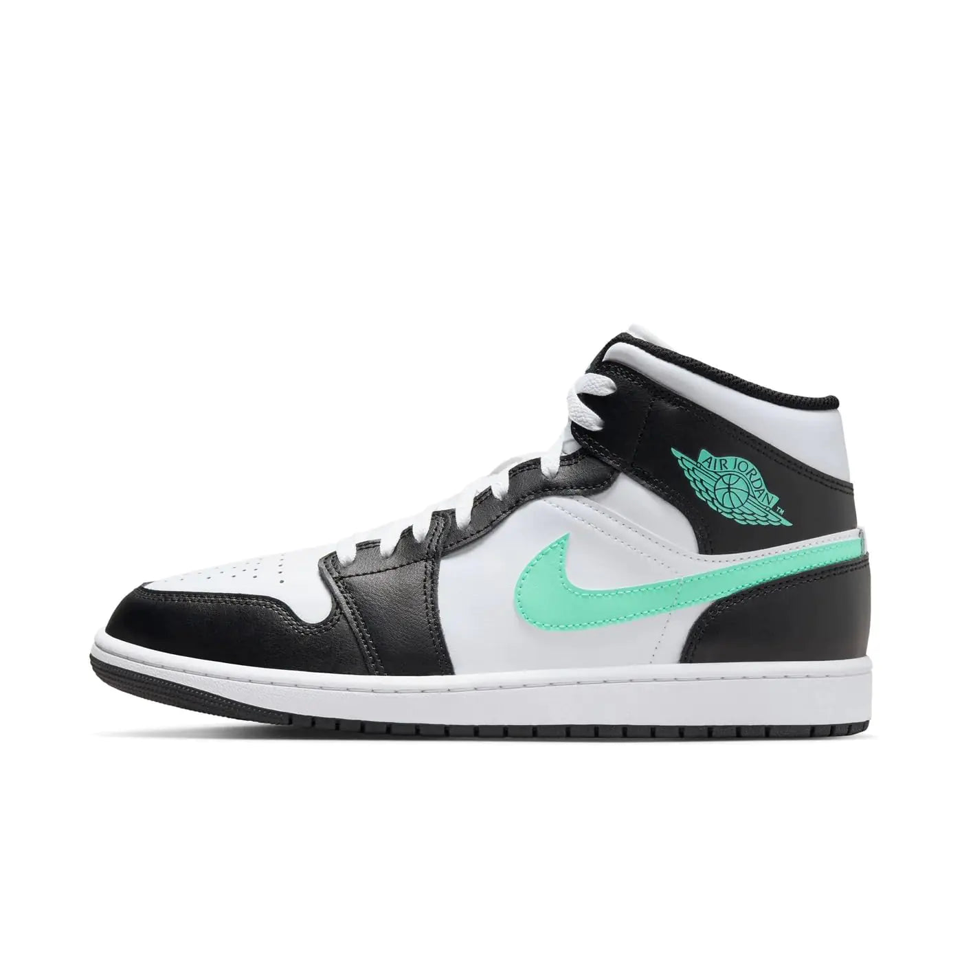 Jordan Nike Air 1 Mid Mens Shoes White/Green Glow-Black DQ8426 103 - Size 11.5 - Velora Luxury Fashion