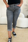 Judy Blue Full Size Button Fly High Waist Cuffed Capris - Velora Luxury Fashion