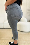 Judy Blue Full Size Button Fly High Waist Cuffed Capris - Velora Luxury Fashion