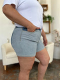 Judy Blue Full Size Color Block Denim Shorts - Velora Luxury Fashion