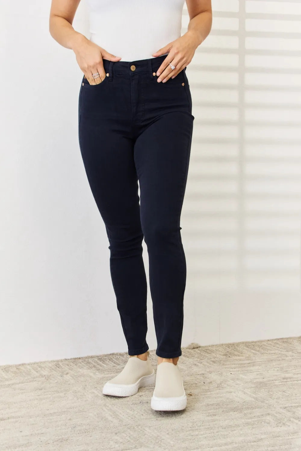 Judy Blue Full Size Garment Dyed Tummy Control Skinny Jeans - Velora Luxury Fashion