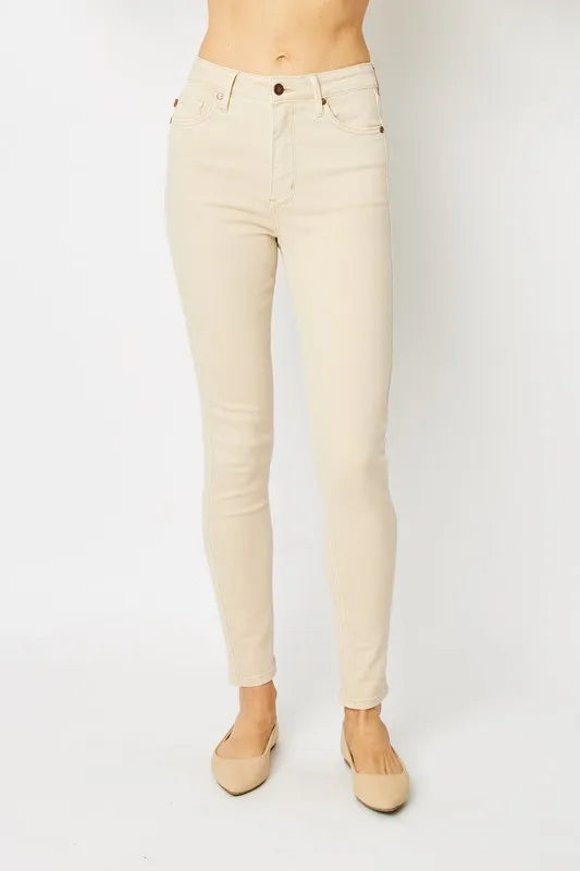 Judy Blue Full Size Garment Dyed Tummy Control Skinny Jeans - Velora Luxury Fashion