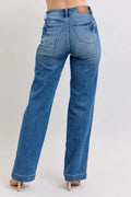 Judy Blue Full Size High Waist Contrast Thread Straight Plus Size - Velora Luxury Fashion