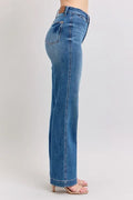 Judy Blue Full Size High Waist Contrast Thread Straight Plus Size - Velora Luxury Fashion