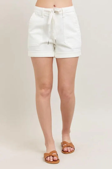 Judy Blue Full Size High Waist Cuff Denim Shorts Plus Size - Velora Luxury Fashion