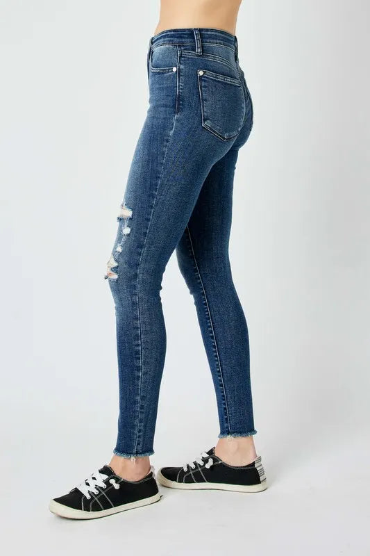 Judy Blue Full Size  High Waist Distressed Skinny Jeans - Velora Luxury Fashion
