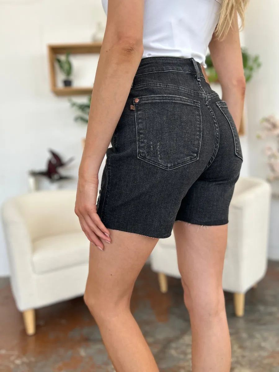 Judy Blue Full Size High Waist Rigid Magic Denim Shorts - Velora Luxury Fashion