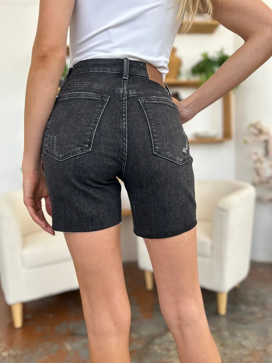Judy Blue Full Size High Waist Rigid Magic Denim Shorts - Velora Luxury Fashion