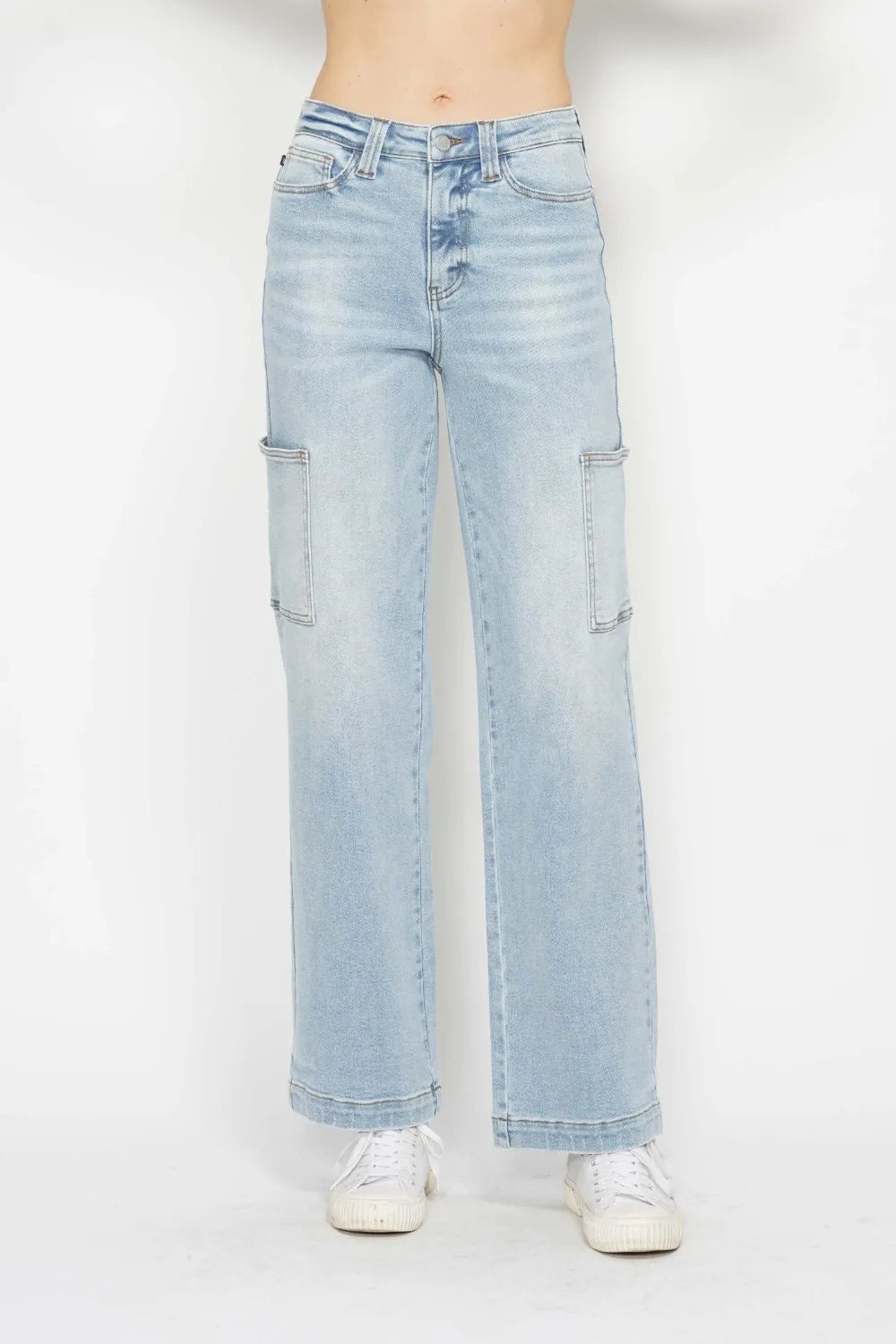 Judy Blue Full Size High Waist Straight Cargo Jeans - Velora Luxury Fashion