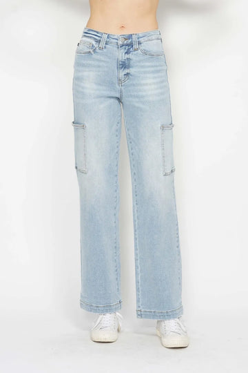 Judy Blue Full Size High Waist Straight Cargo Jeans - Velora Luxury Fashion