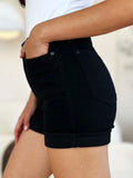 Judy Blue Full Size High Waist Tummy Control Cuffed Denim Shorts - Velora Luxury Fashion