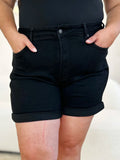 Judy Blue Full Size High Waist Tummy Control Cuffed Denim Shorts - Velora Luxury Fashion