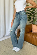 Judy Blue Full Size Medium Rise Tummy Control Destroy Flare - Velora Luxury Fashion