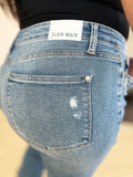 Judy Blue Full Size Mid Rise Destroyed Hem Distressed Jeans - Velora Luxury Fashion