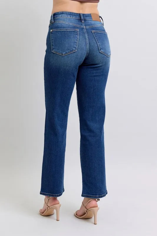 Judy Blue Full Size Side Seam Detail Straight Jeans with Pockets - Velora Luxury Fashion