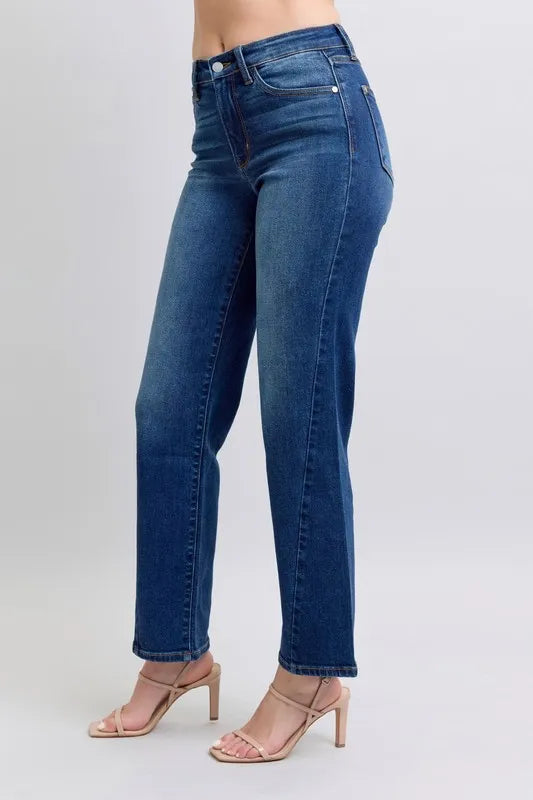 Judy Blue Full Size Side Seam Detail Straight Jeans with Pockets - Velora Luxury Fashion