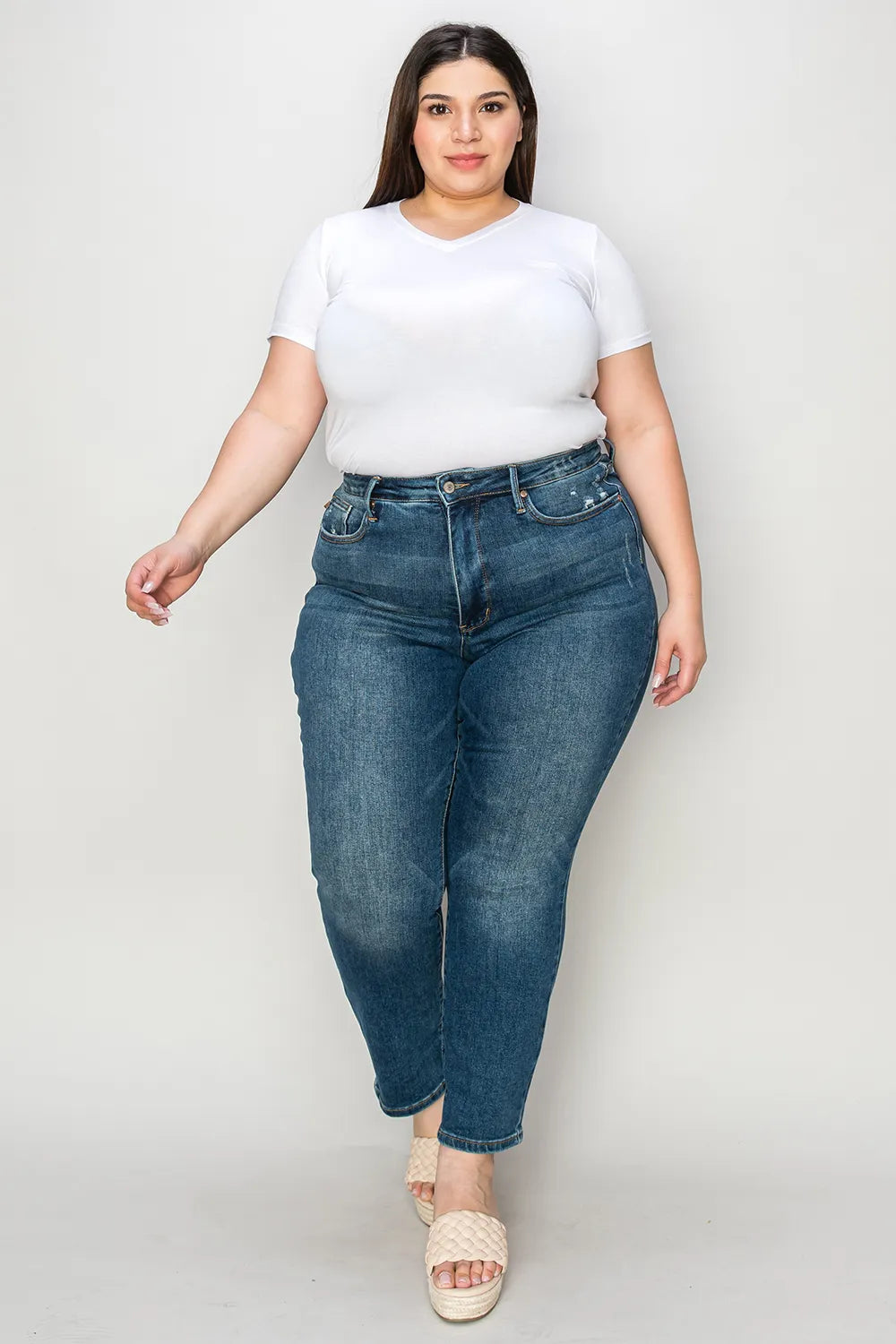 Judy Blue Full Size Tummy Control High Waist Slim Jeans - Velora Luxury Fashion