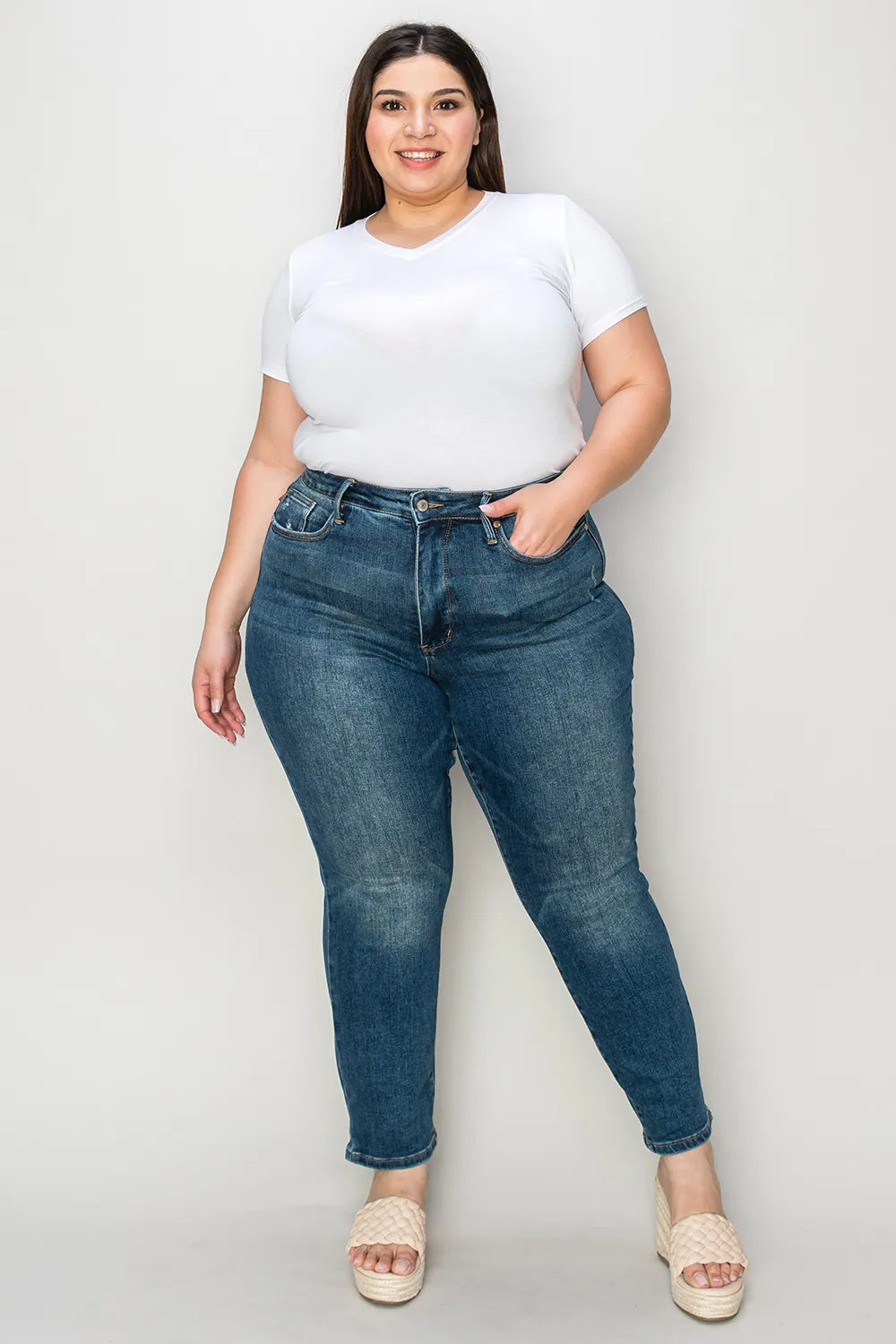 Judy Blue Full Size Tummy Control High Waist Slim Jeans - Velora Luxury Fashion