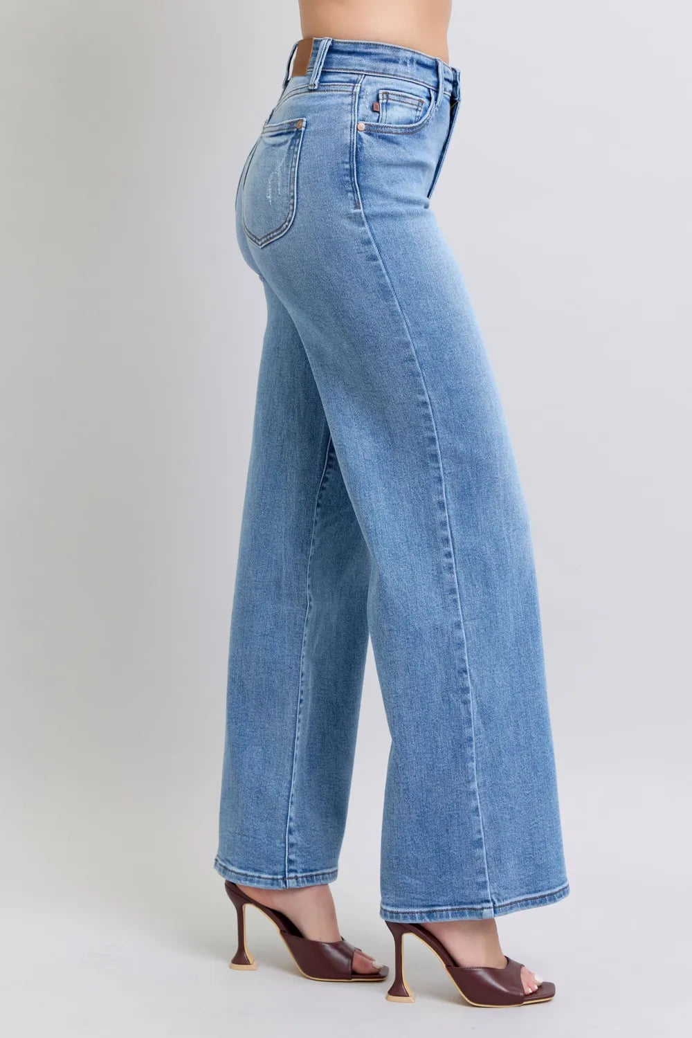 Judy Blue Full Size Wide Leg Jeans with Pockets - Velora Luxury Fashion