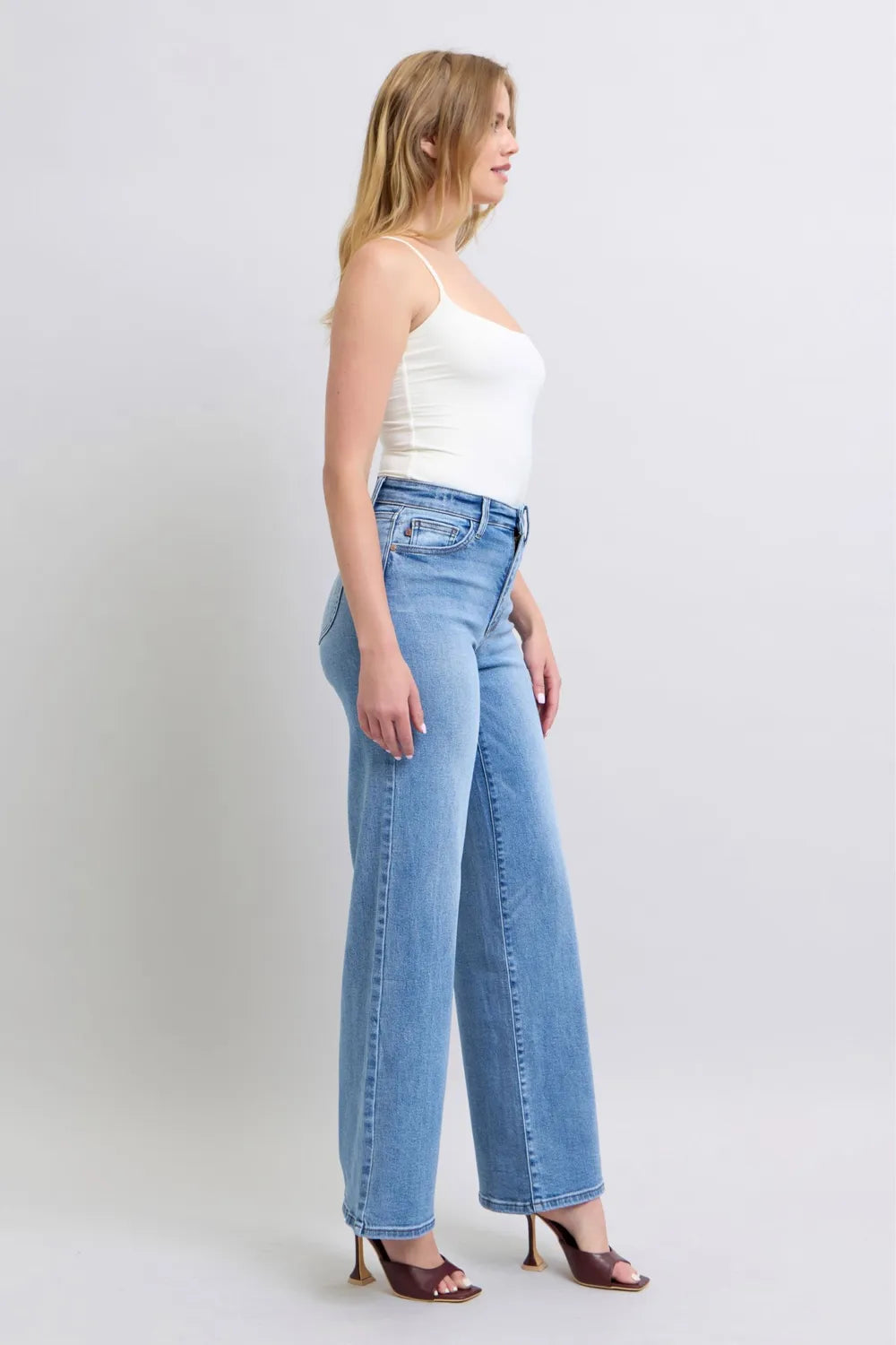 Judy Blue Full Size Wide Leg Jeans with Pockets - Velora Luxury Fashion