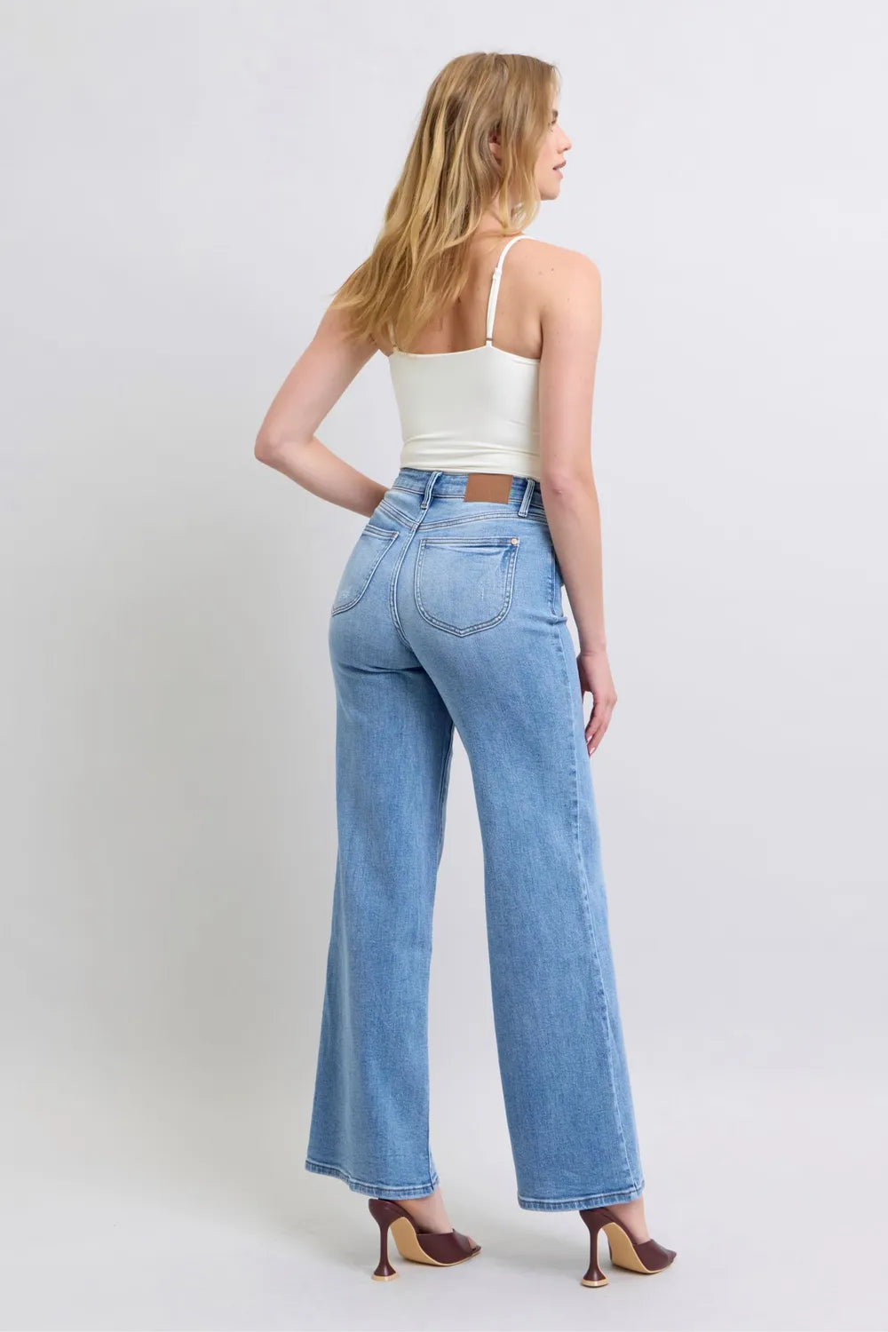 Judy Blue Full Size Wide Leg Jeans with Pockets - Velora Luxury Fashion