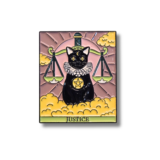 "Justice" Cat Tarot Card | Collectible Pin - Velora Luxury Fashion