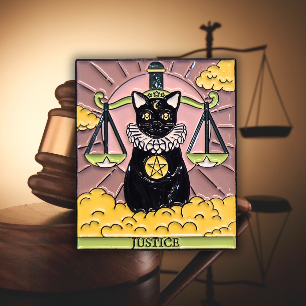 "Justice" Cat Tarot Card | Collectible Pin - Velora