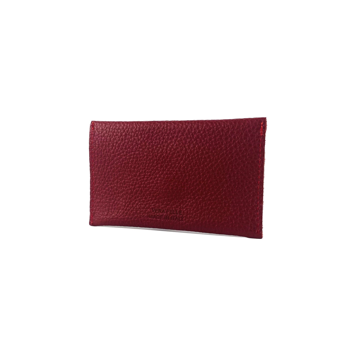K0040VB | Bustina con pattina Made in Italy in Vera Pelle pieno fiore, grana dollaro - Colore Rosso - Dimensioni: cm 13 x 8 x 0,5 - Confezione: Gift Box rigido fondo/coperchio - Velora Luxury Fashion
