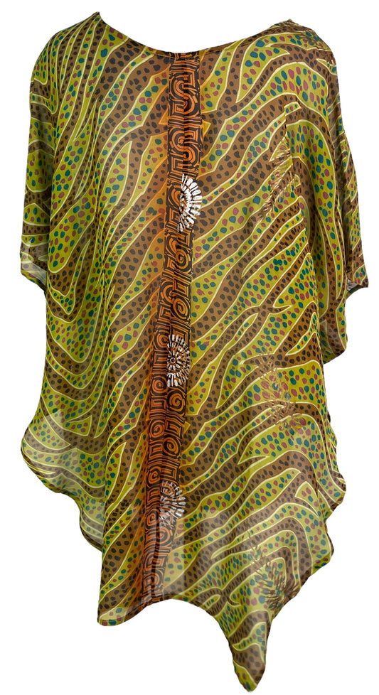 PRG6309 Sheer Avatar Pure Silk Waterfall Top - Velora
