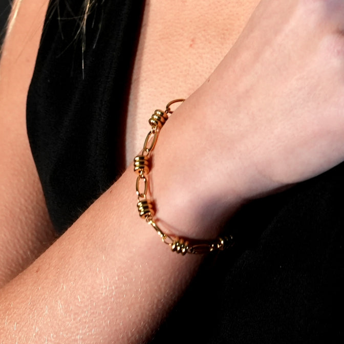 KAMA Oval-Links & Adjoined Beads Statement Bracelet - Velora Luxury Fashion