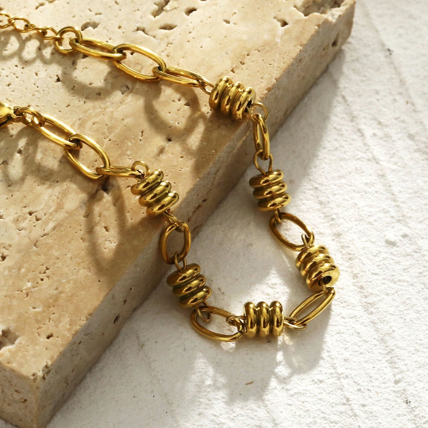 KAMA Oval-Links & Adjoined Beads Statement Bracelet - Velora Luxury Fashion