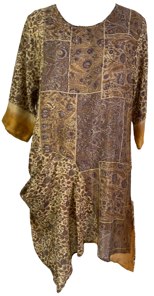 PRC6067 Avatar Pure Silk Self Pocket Tunic Dress - Velora