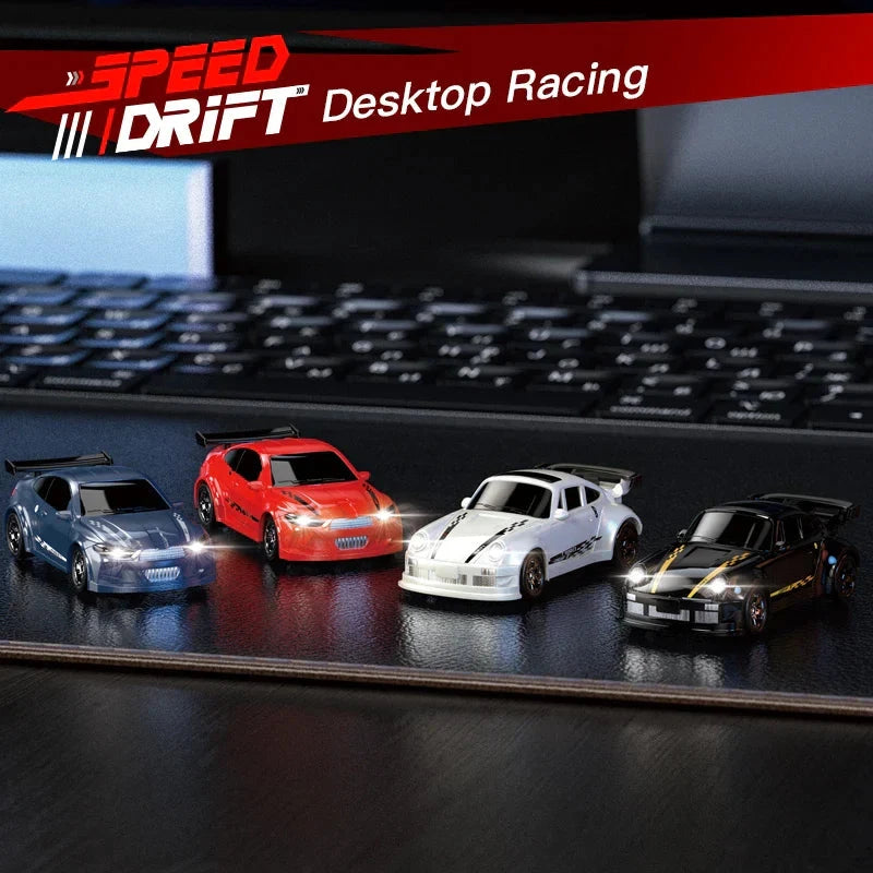 KF20 1:64 4WD Mini RC Drift Car - Desktop Racing, LED Lights, Type-C Charging - Velora Luxury Fashion
