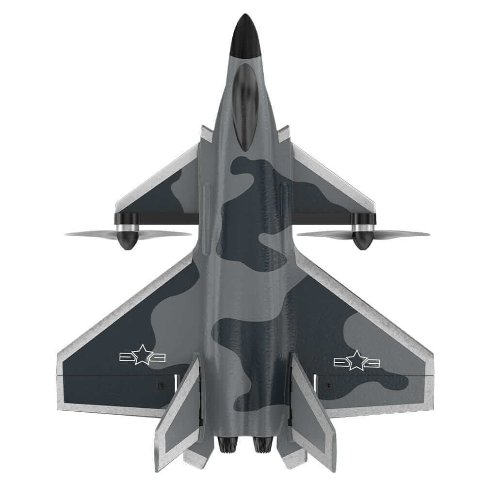 KF700 J-20 4-Channel Brushless Glider RC Plane, 300m Range, Camouflage Gray - Velora Luxury Fashion