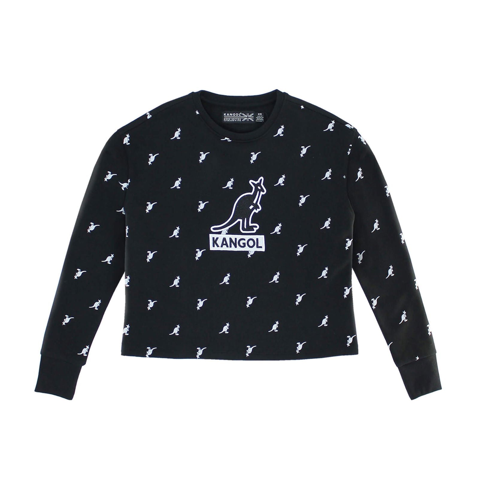 Kangol Black AOP Crop Popover - Velora Luxury Fashion