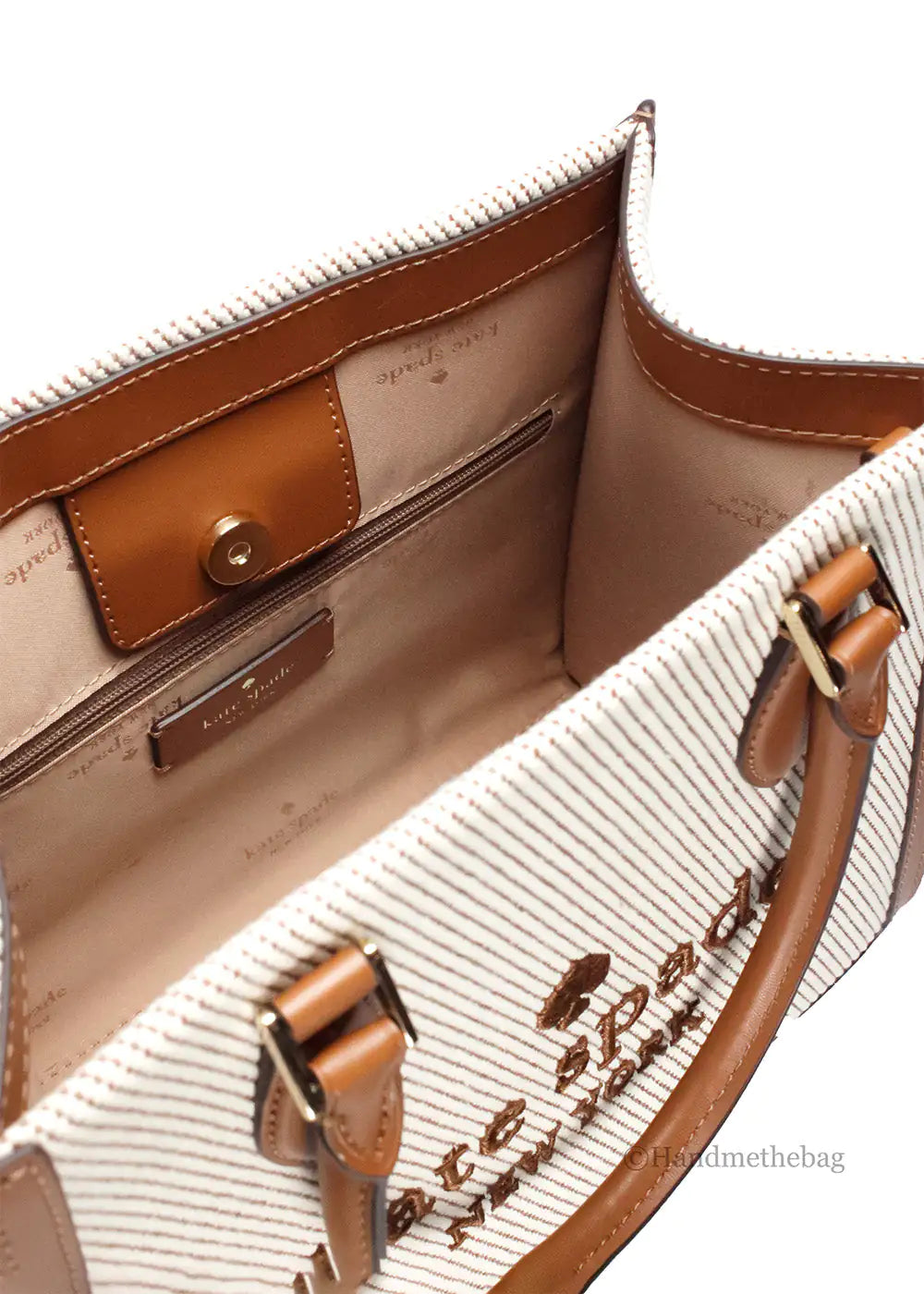 Kate Spade Ellie Small Warm Gingerbread Canvas Crossbody Tote - Velora Luxury Fashion