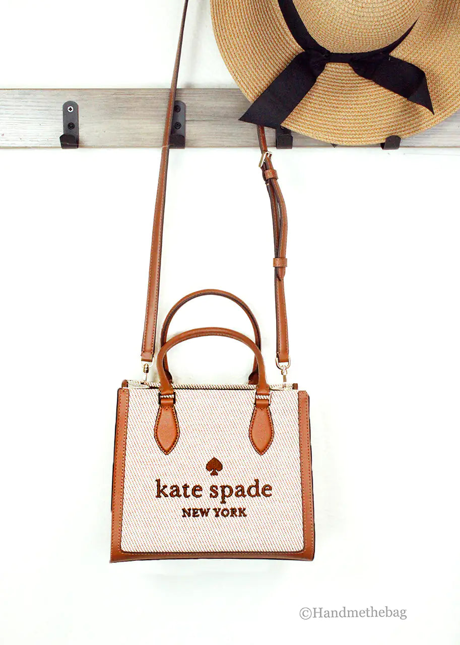 Kate Spade Ellie Small Warm Gingerbread Canvas Crossbody Tote - Velora Luxury Fashion