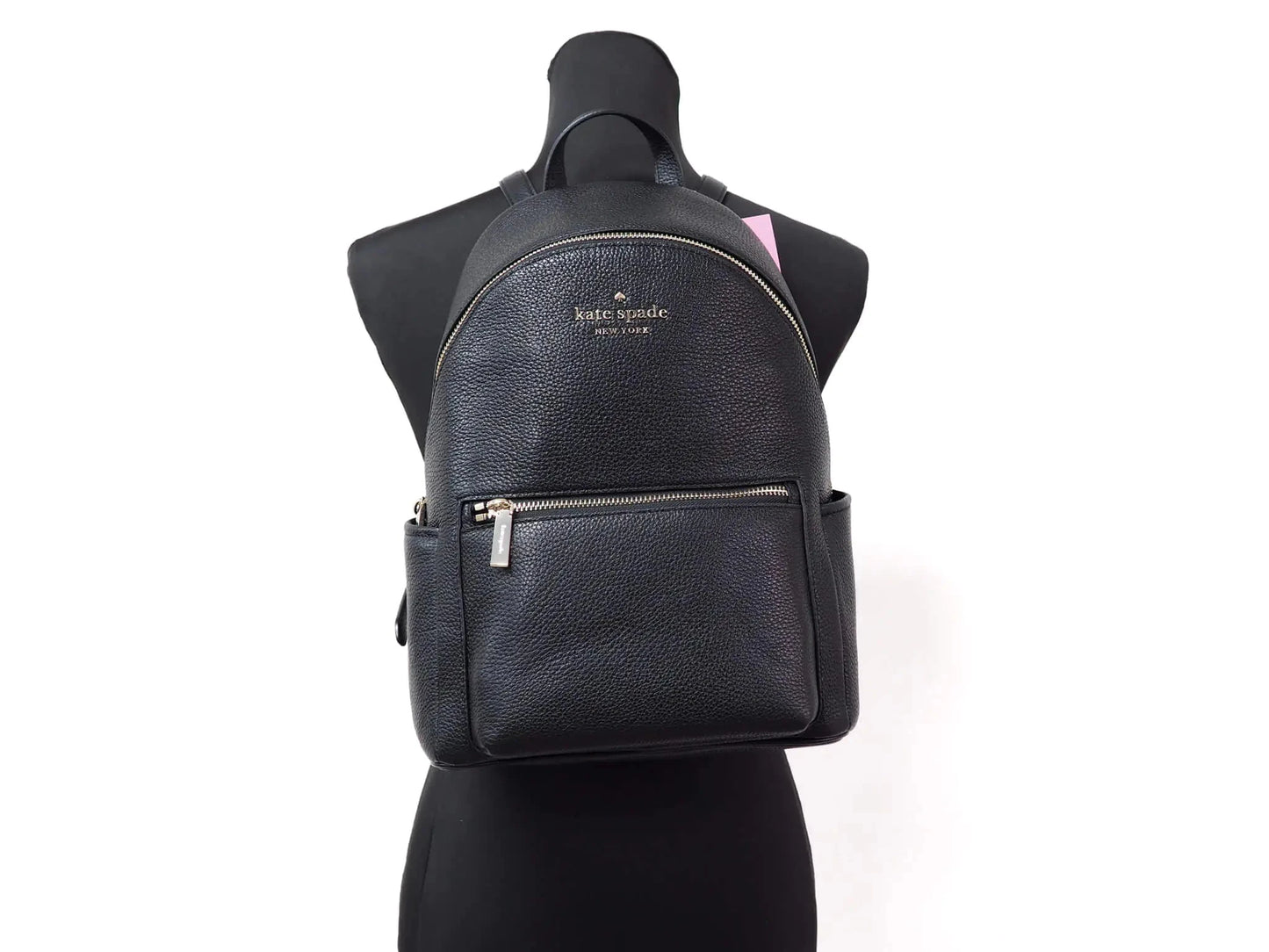 Kate Spade Leila Medium Black Leather Dome Shoulder Backpack - Velora Luxury Fashion