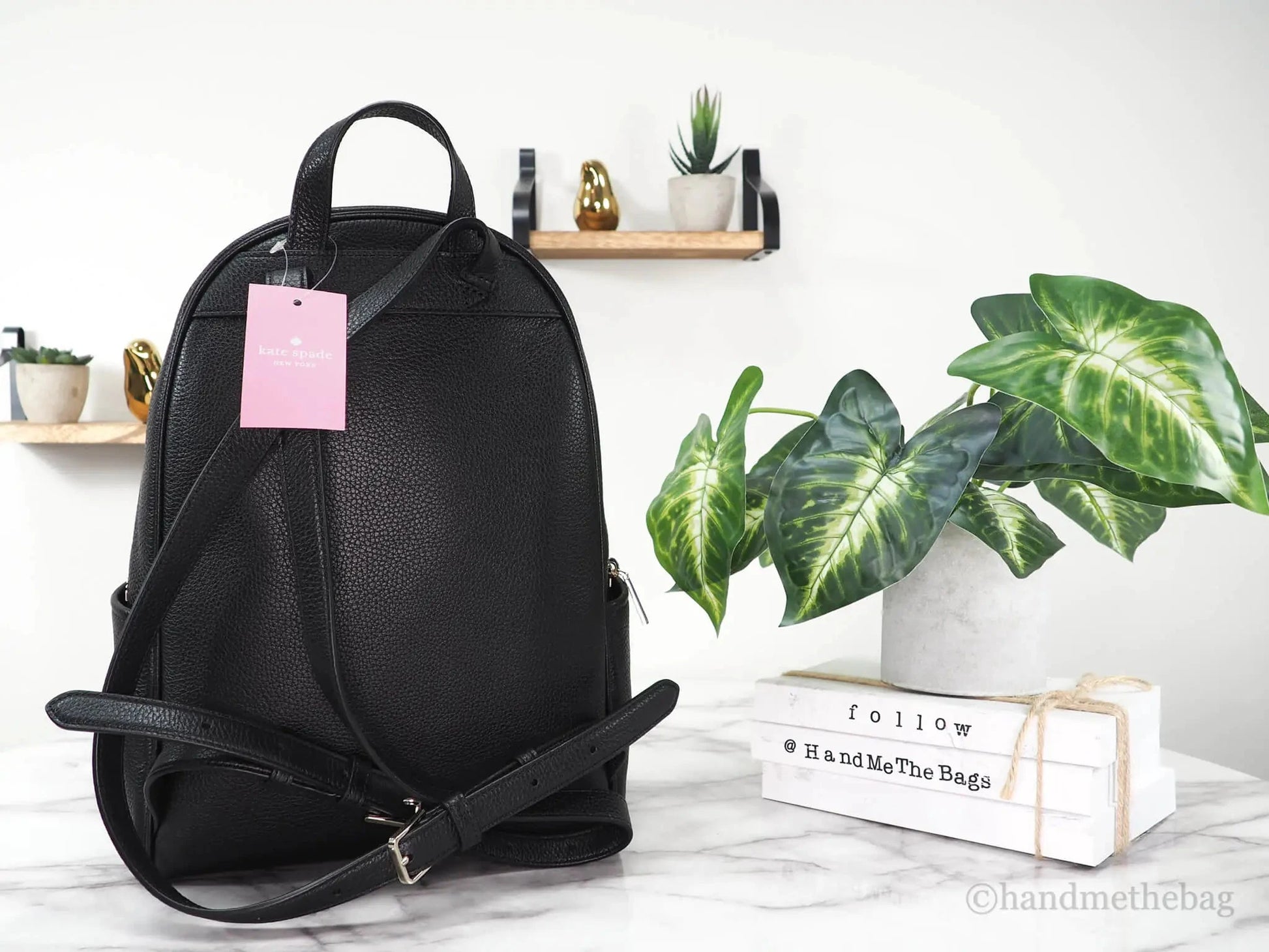 Kate Spade Leila Medium Black Leather Dome Shoulder Backpack - Velora Luxury Fashion