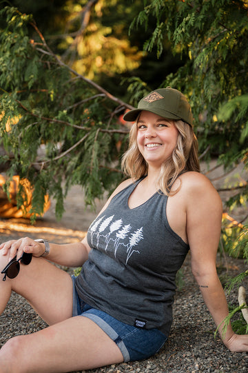 TREELINE - Women's Racerback Eco Tank Top - Charcoal