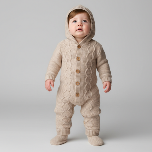 Knit Hoodie Newborn Overall Set - Velora Luxury Fashion