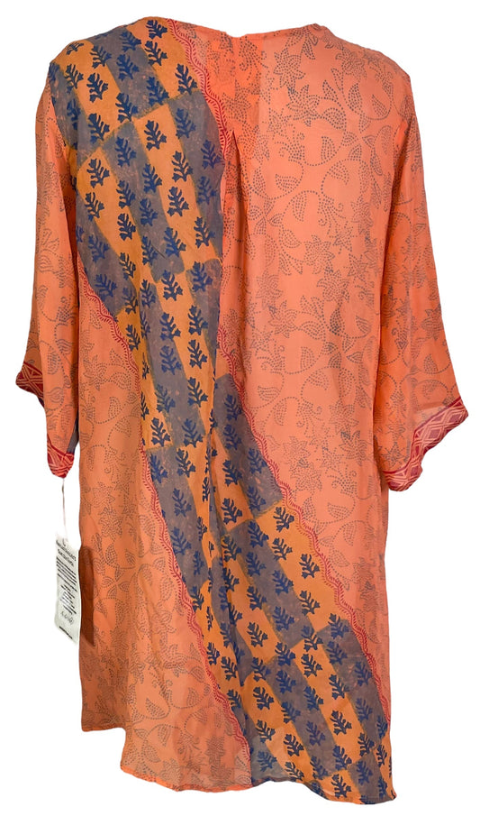 PRG6034 Sheer Avatar Pure Silk Self Pocket Tunic Dress - Velora