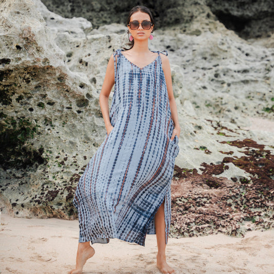 Simple Bone Tie Dye Dress - Grey
