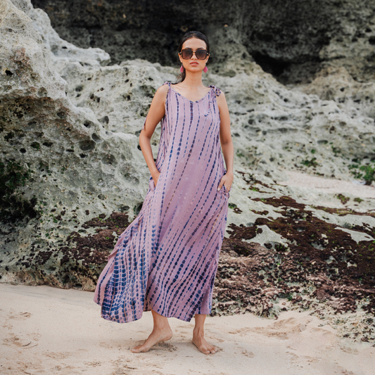 Simple Bone Tie Dye Dress - Pink